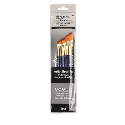 Hot Giorgione 5 Pieces Angular Shader Nylon Hair Wood Handle Artist Acrylic Oil Paint Brush